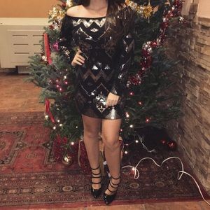 Off the shoulder sequin dress